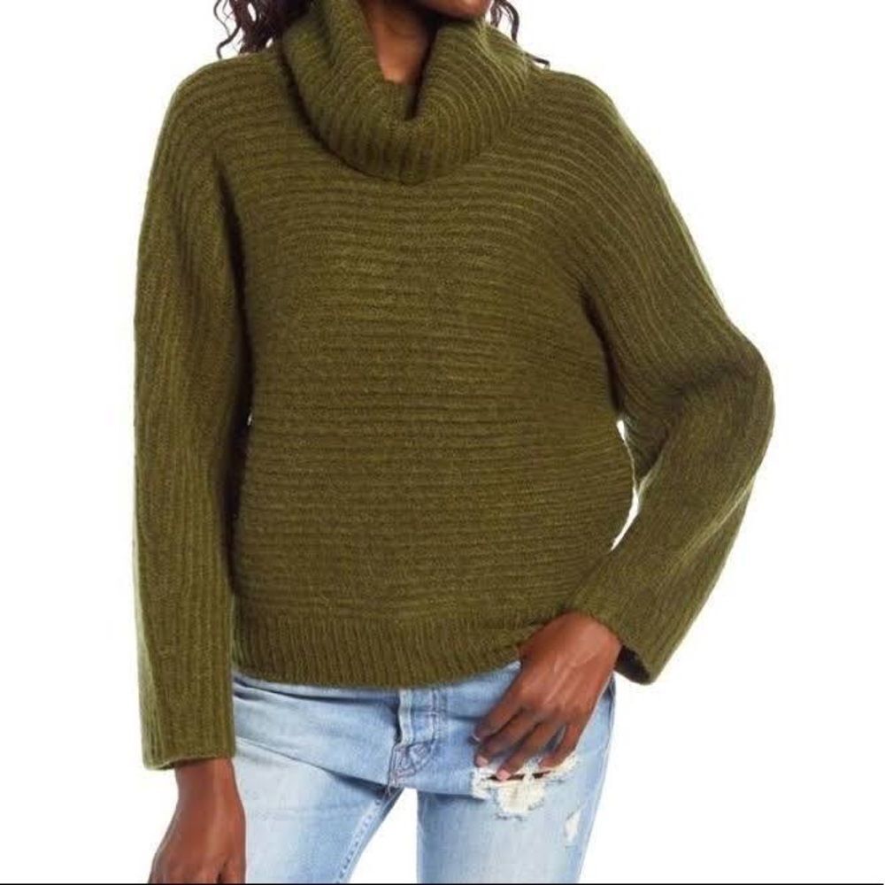 LEITH Women’s Cozy Neck Dolman Olive Green Thick Sweater Size Small NWT
